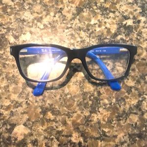 Child black and blue RayBan prescription glasses